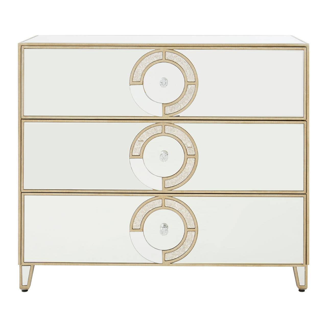 Mirrored Circle Drawer Unit