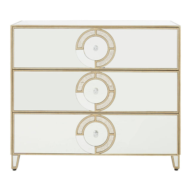 Mirrored Circle Drawer Unit