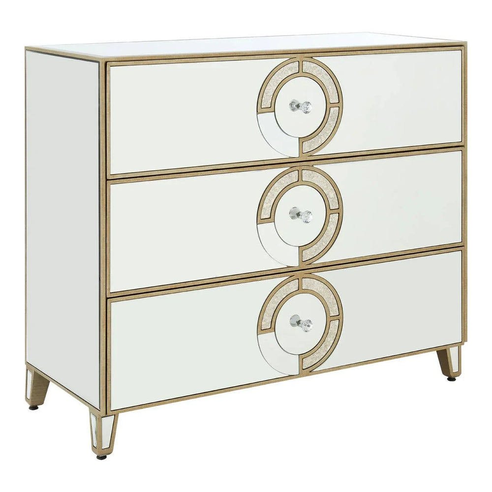 Mirrored Circle Drawer Unit