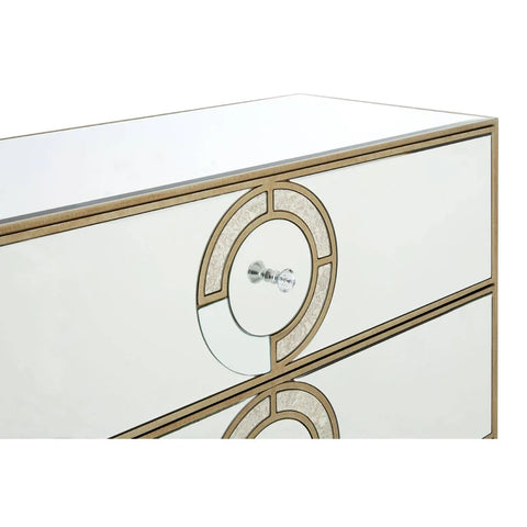 Mirrored Circle Drawer Unit