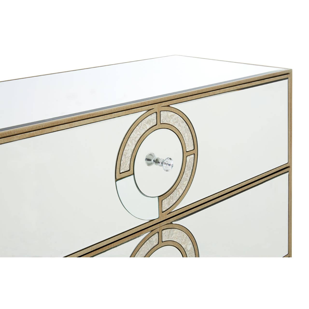 Mirrored Circle Drawer Unit