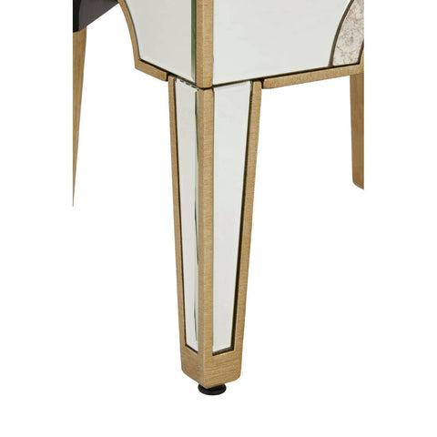 Champagne gold and mirrored stool featuring sleek, tapered legs with a reflective surface and elegant gold trim. The design combines modern aesthetics with a touch of luxury, suitable for various home decor styles