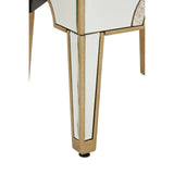 Champagne gold and mirrored stool featuring sleek, tapered legs with a reflective surface and elegant gold trim. The design combines modern aesthetics with a touch of luxury, suitable for various home decor styles