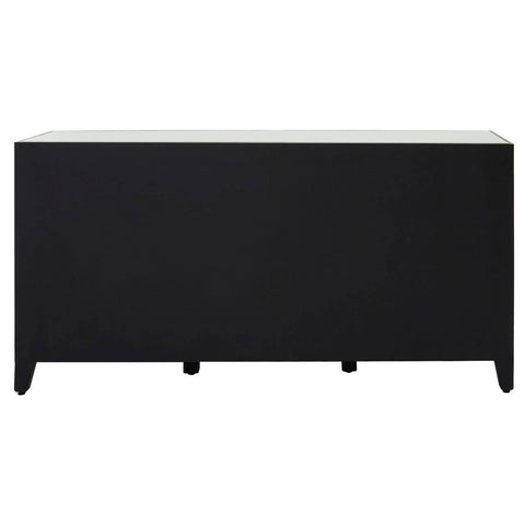 Champagne gold and mirrored sideboard featuring a sleek, modern design with a smooth top surface and three spacious compartments, supported by sturdy legs. The reflective mirrored elements add a touch of elegance, while the overall finish combines sophistication with contemporary style