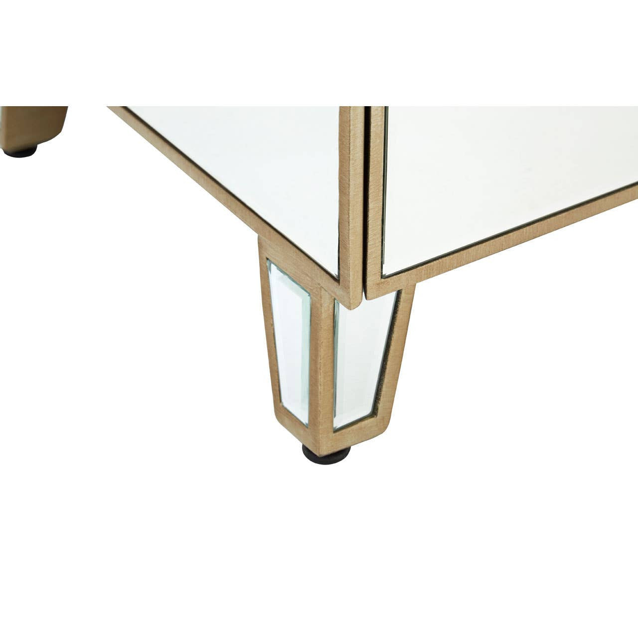 Champagne gold and mirrored sideboard featuring elegant geometric detailing, with a sleek design and tapered legs that highlight its luxurious finish