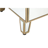 Champagne gold and mirrored sideboard featuring elegant geometric detailing, with a sleek design and tapered legs that highlight its luxurious finish