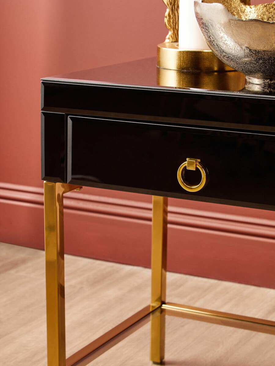 Luxe Black Gold Side Table