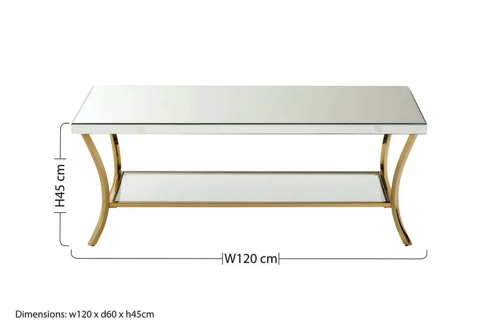 Silver Mirrored Glass Coffee Table