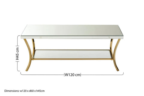 Silver Mirrored Glass Coffee Table