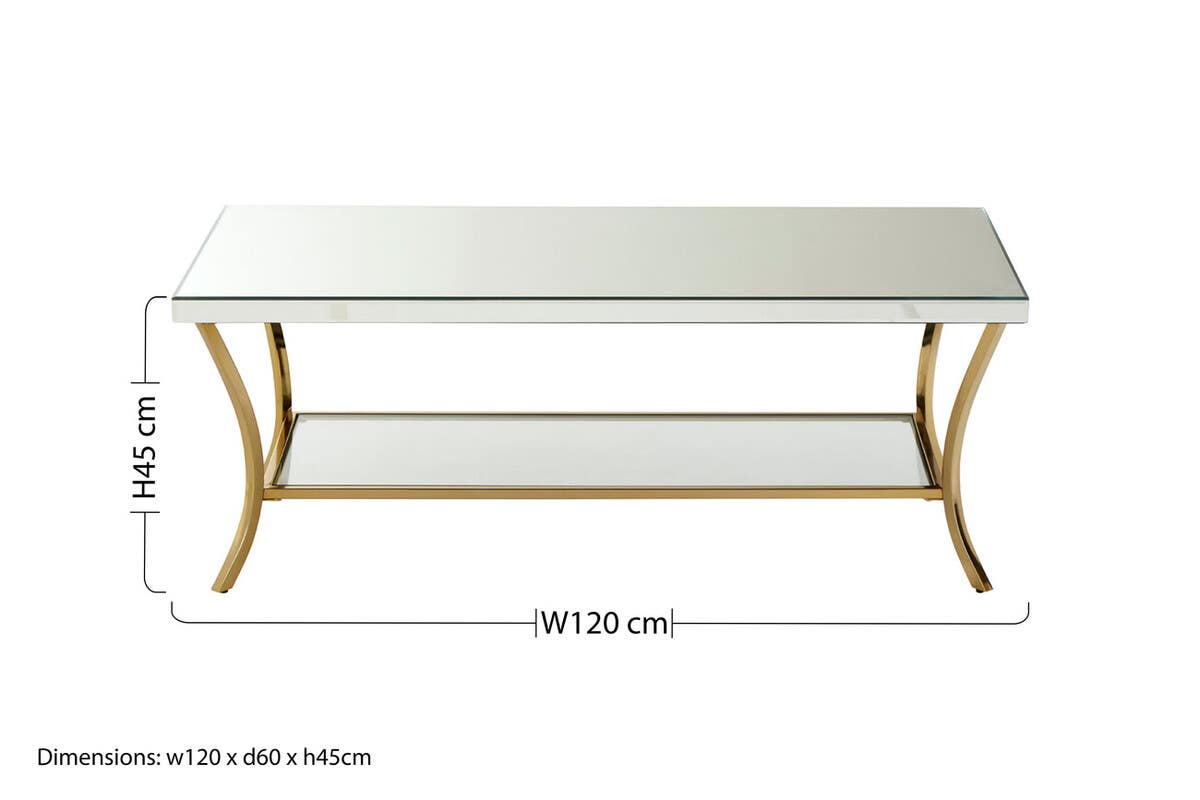 Silver Mirrored Glass Coffee Table