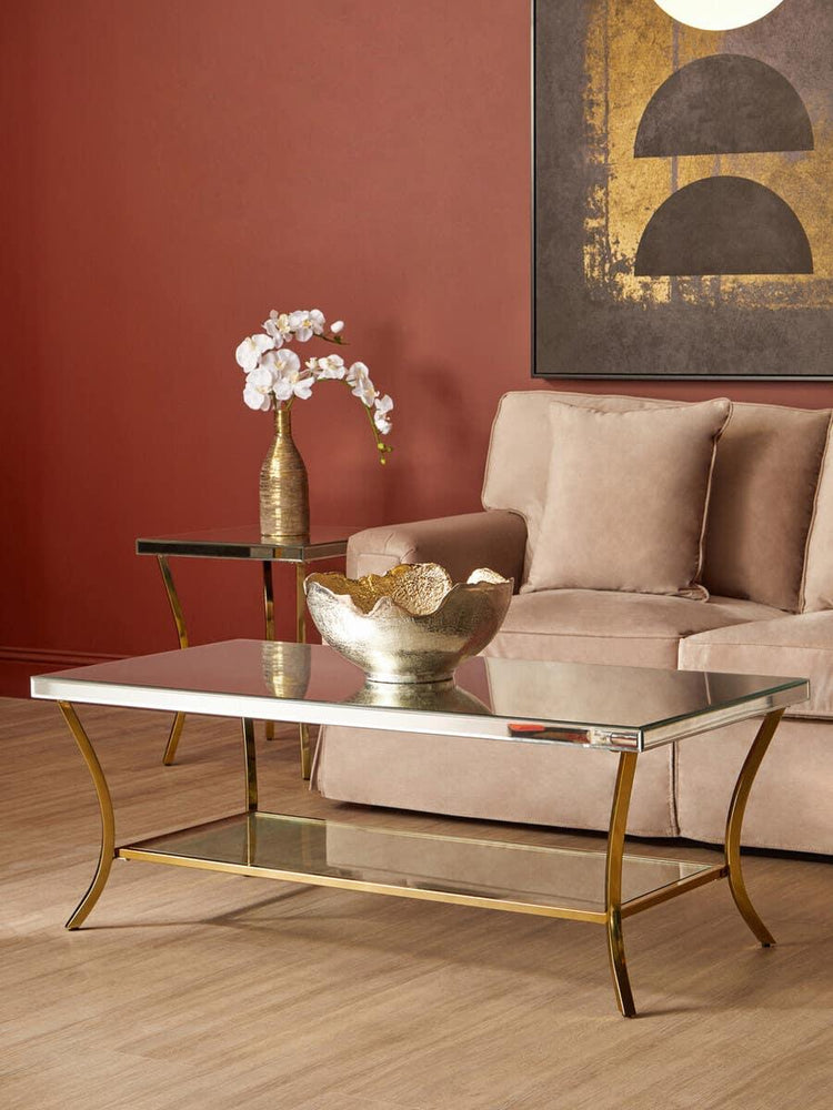 Silver Mirrored Glass Coffee Table