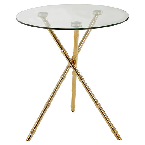 Gold Bamboo Legs Glass Table