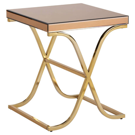Glam Brown Mirrored Side Table
