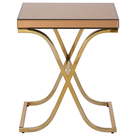 Glam Brown Mirrored Side Table