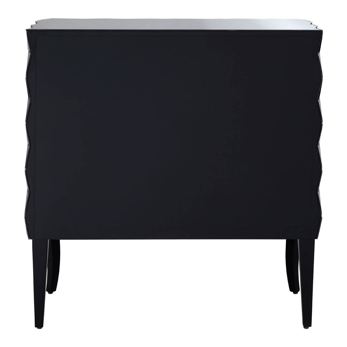 A sleek sideboard featuring a silver finish with two doors, a smooth top surface, and a modern design. The sideboard has a textured front with wavy detailing and stands on four slender legs