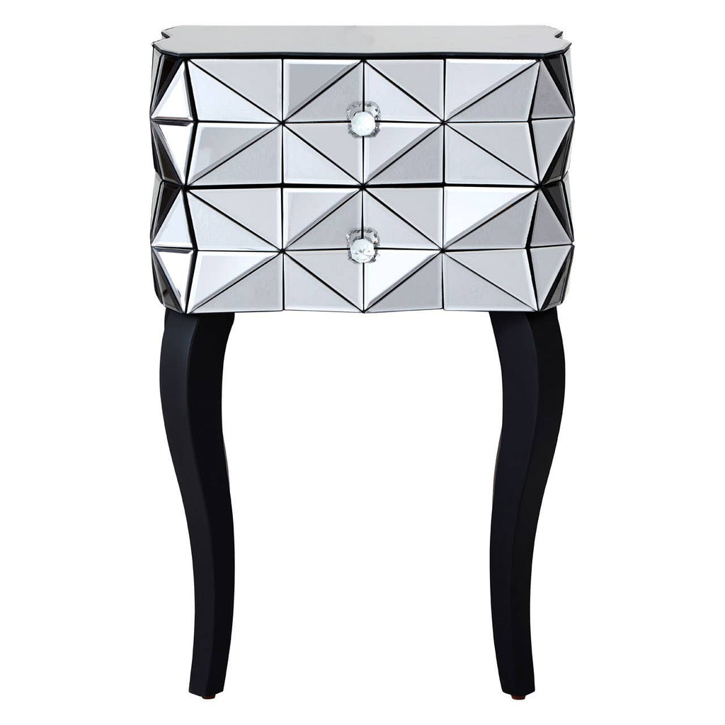 Reflective Glass Drawer Nightstand