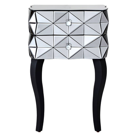 Reflective Glass Drawer Nightstand