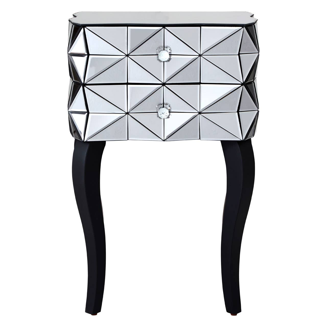 Reflective Glass Drawer Nightstand