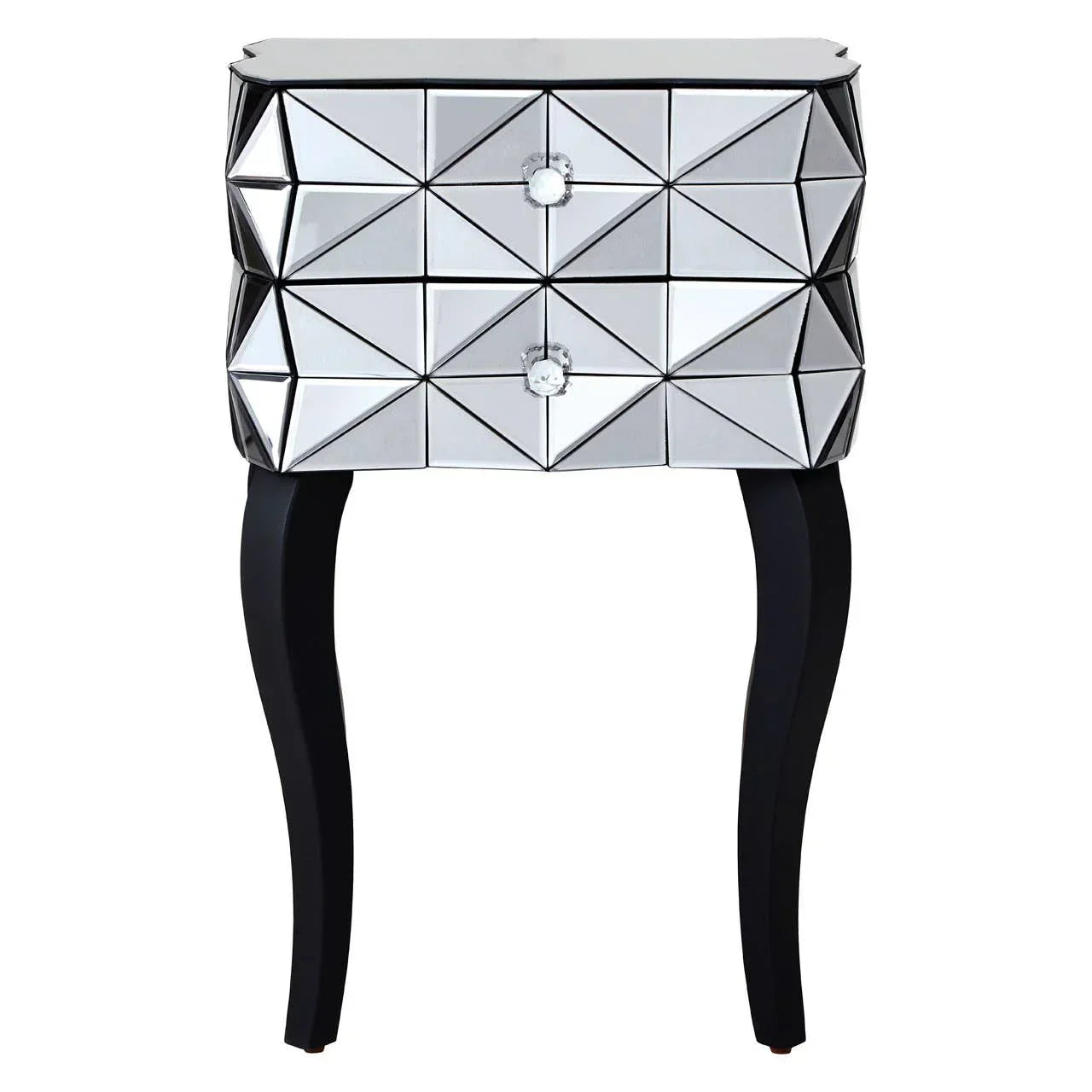 Reflective Glass Drawer Nightstand