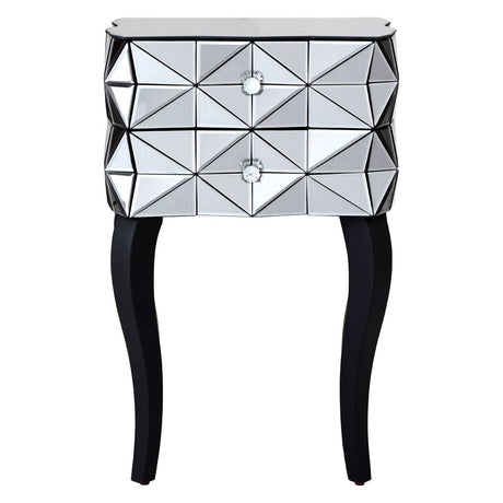 Reflective Glass Drawer Nightstand