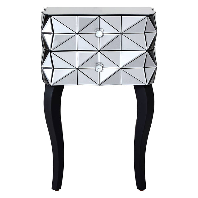 Reflective Glass Drawer Nightstand