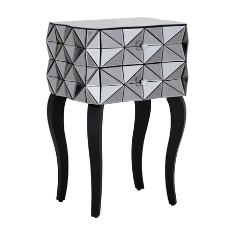 Reflective Glass Drawer Nightstand
