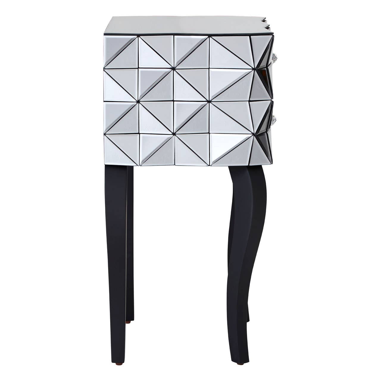 Reflective Glass Drawer Nightstand