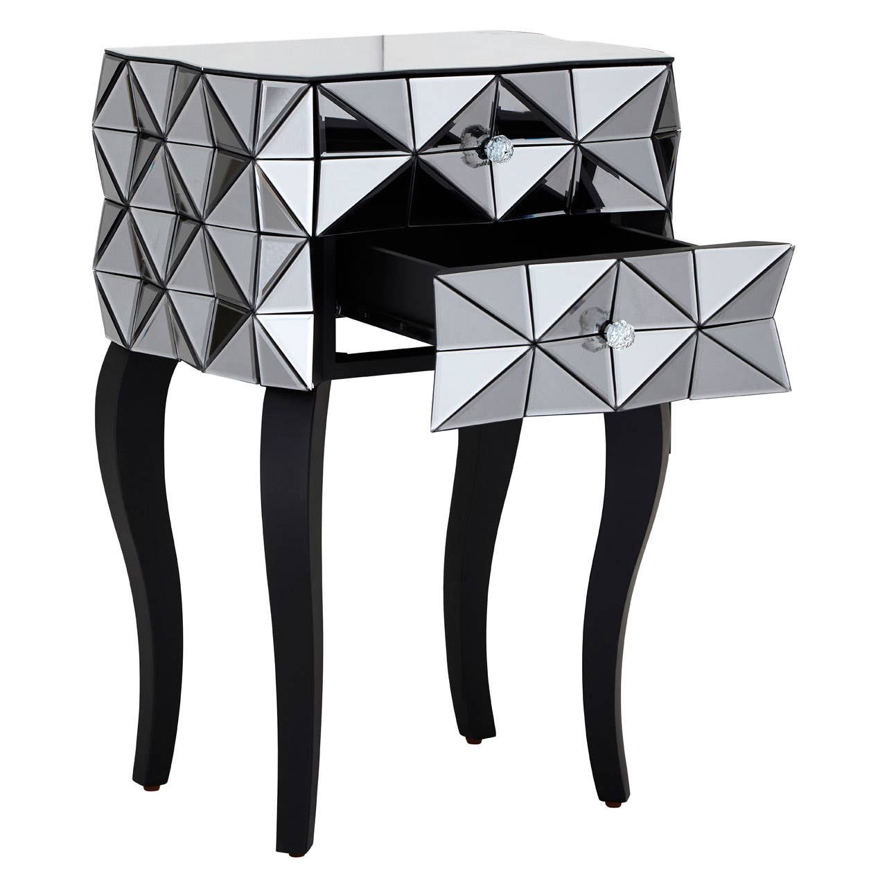 Reflective Glass Drawer Nightstand