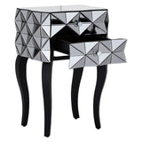 Reflective Glass Drawer Nightstand