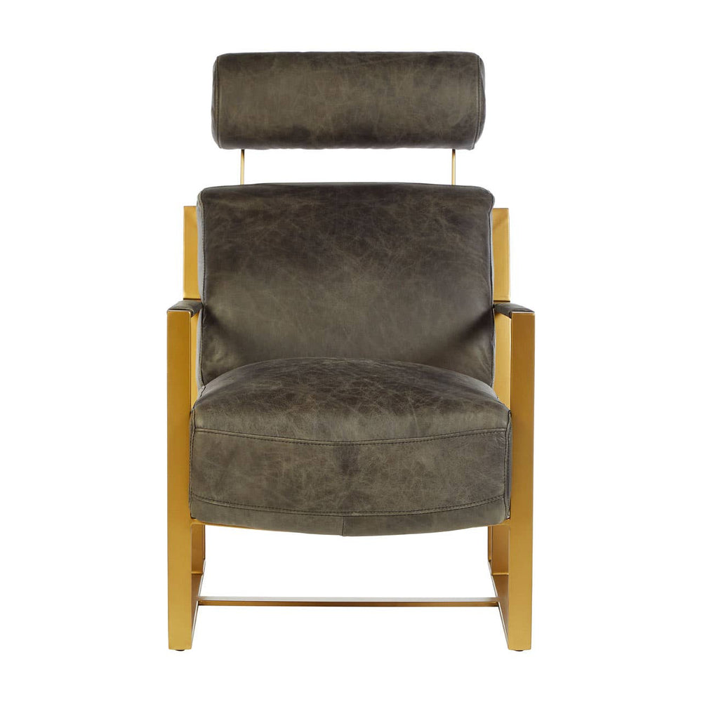 Luxe Grey Leather Lounge Chair