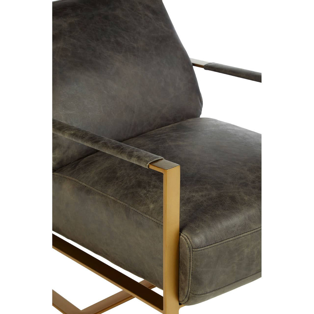 Luxe Grey Leather Lounge Chair