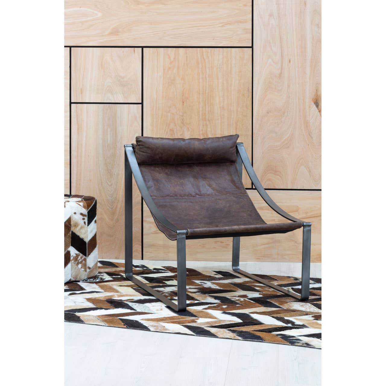Distressed Leather Accent Chair