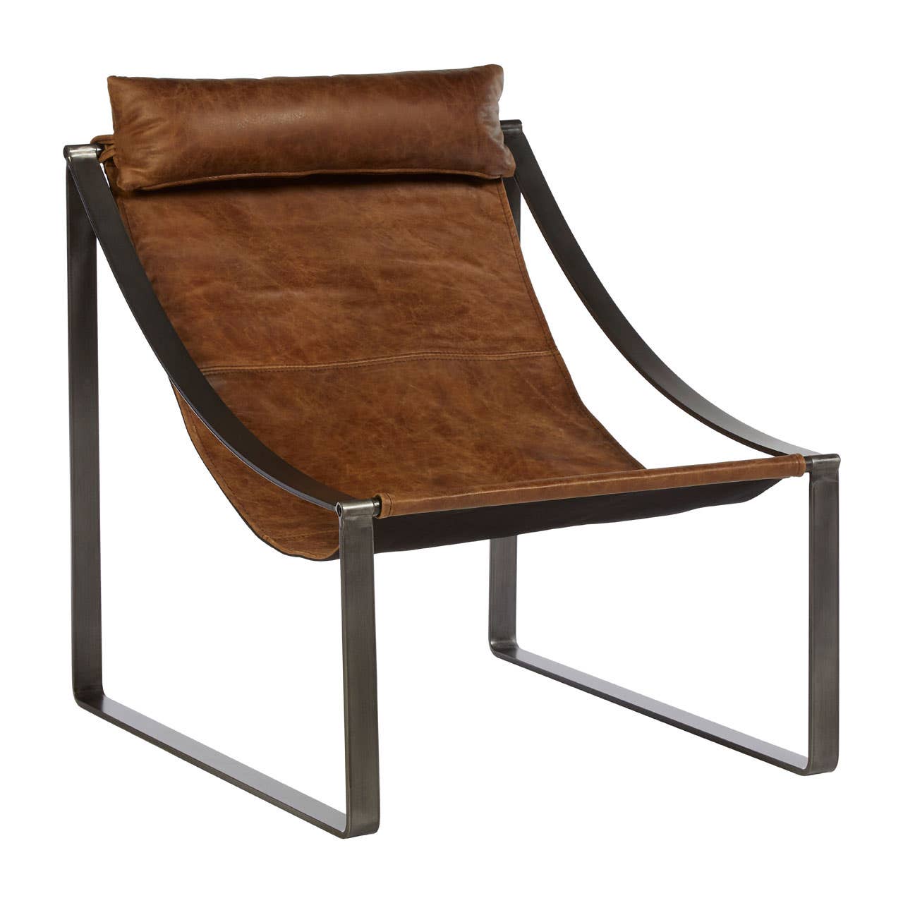 Distressed Leather Accent Chair