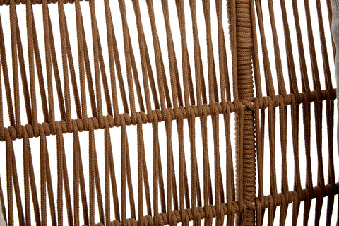 Close-up view of the woven rope design on the backrest of the Opus 3 Seater Woven Rope Sofa, showcasing the intricate pattern and natural wood frame