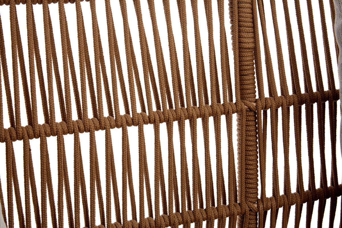 Close-up view of the woven rope design on the backrest of the Opus 3 Seater Woven Rope Sofa, showcasing the intricate pattern and natural wood frame