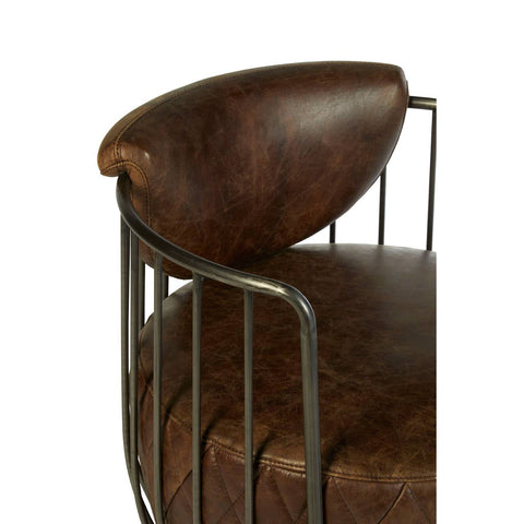 Rustic Leather Swivel Accent Chair