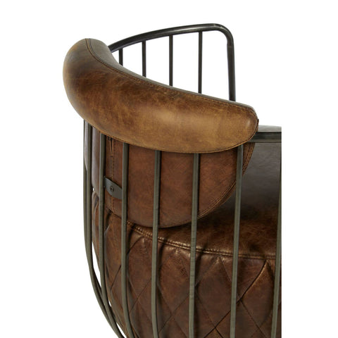 Rustic Leather Swivel Accent Chair