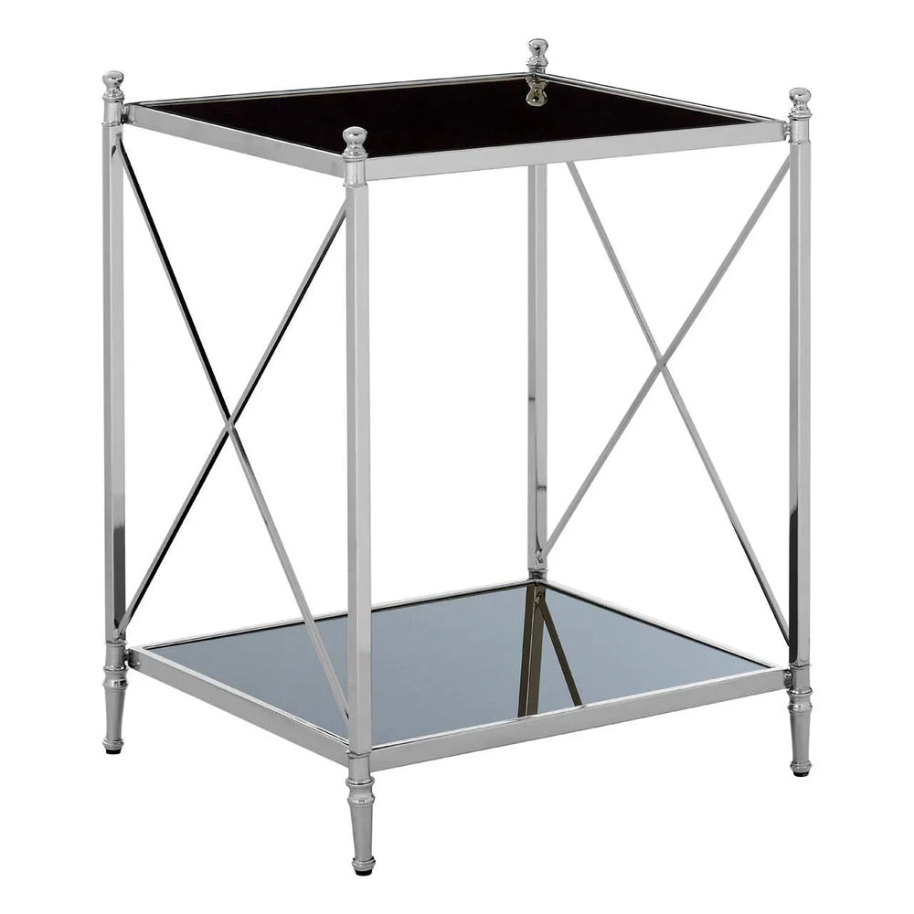 Silver Geometric Glass Side Table