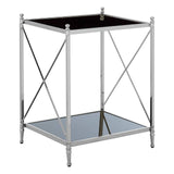 Silver Geometric Glass Side Table