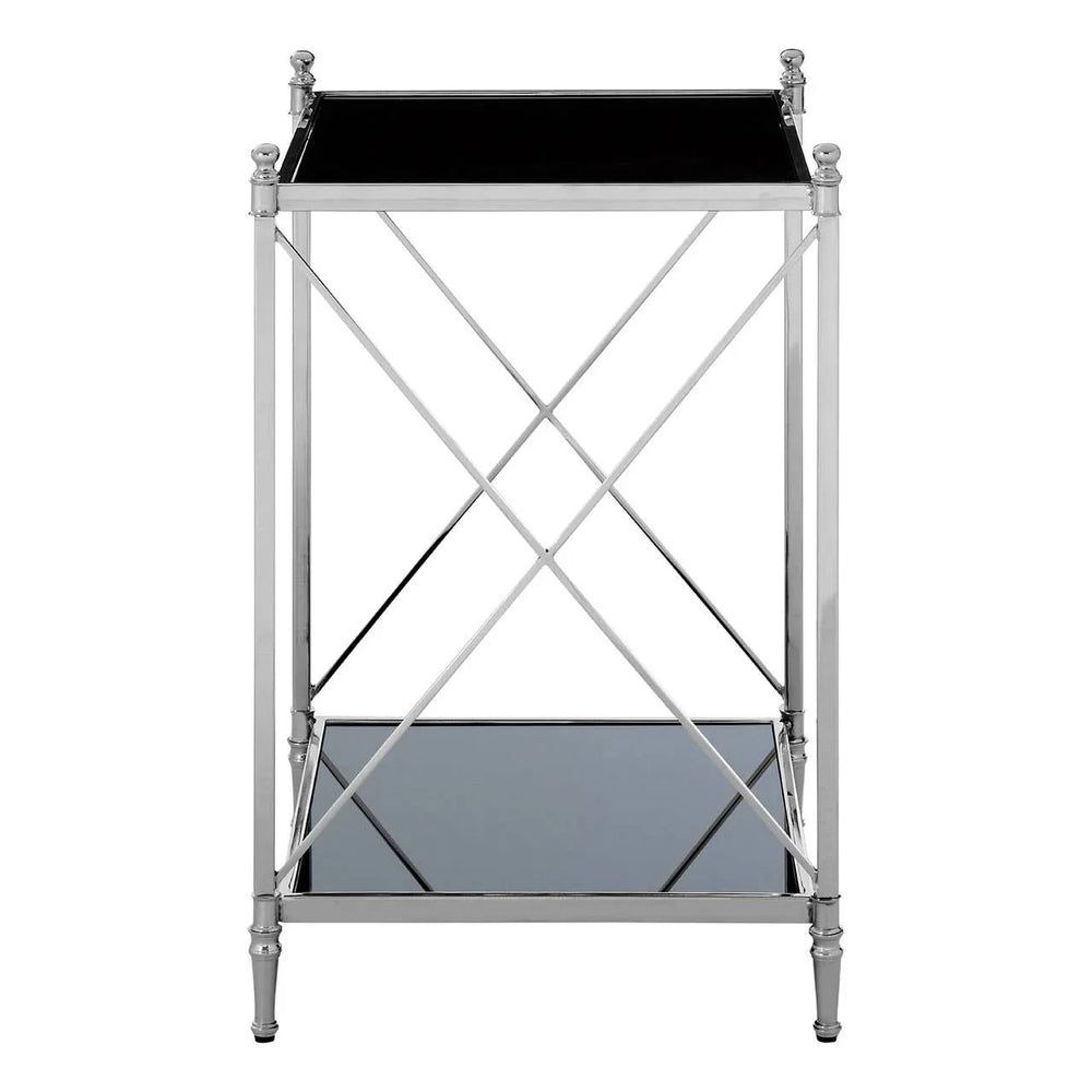 Silver Geometric Glass Side Table