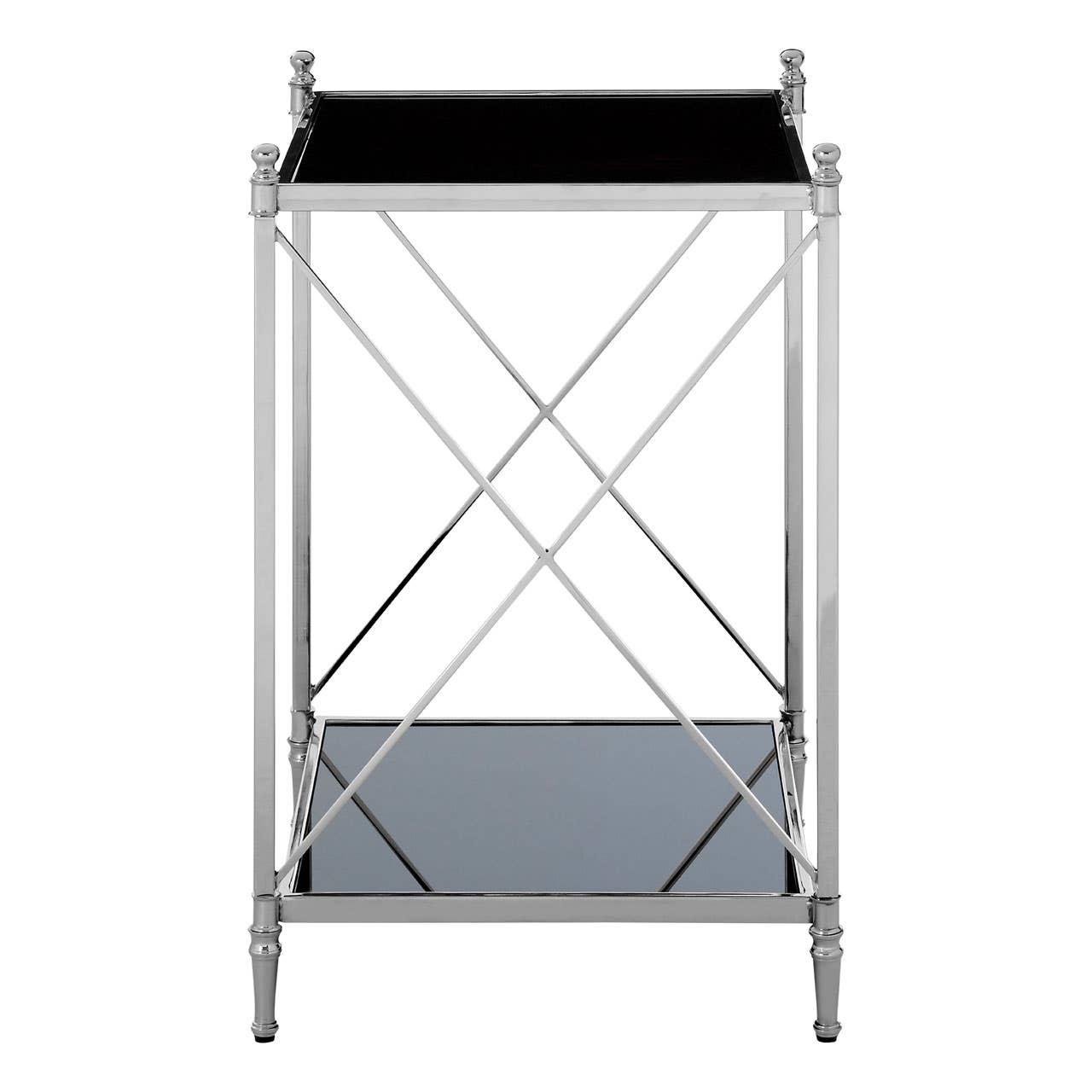 Silver Geometric Glass Side Table