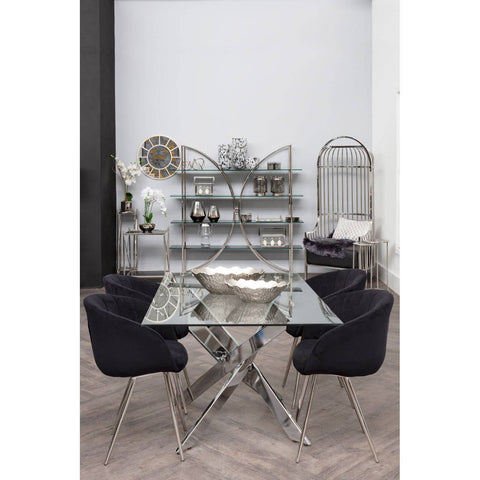 Silver Geometric Glass Side Table