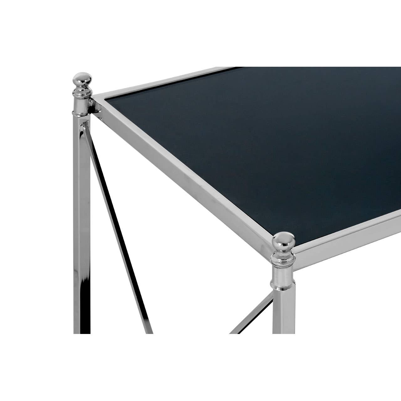 Silver Geometric Glass Side Table