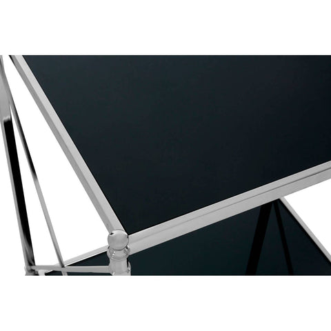 Silver Geometric Glass Side Table