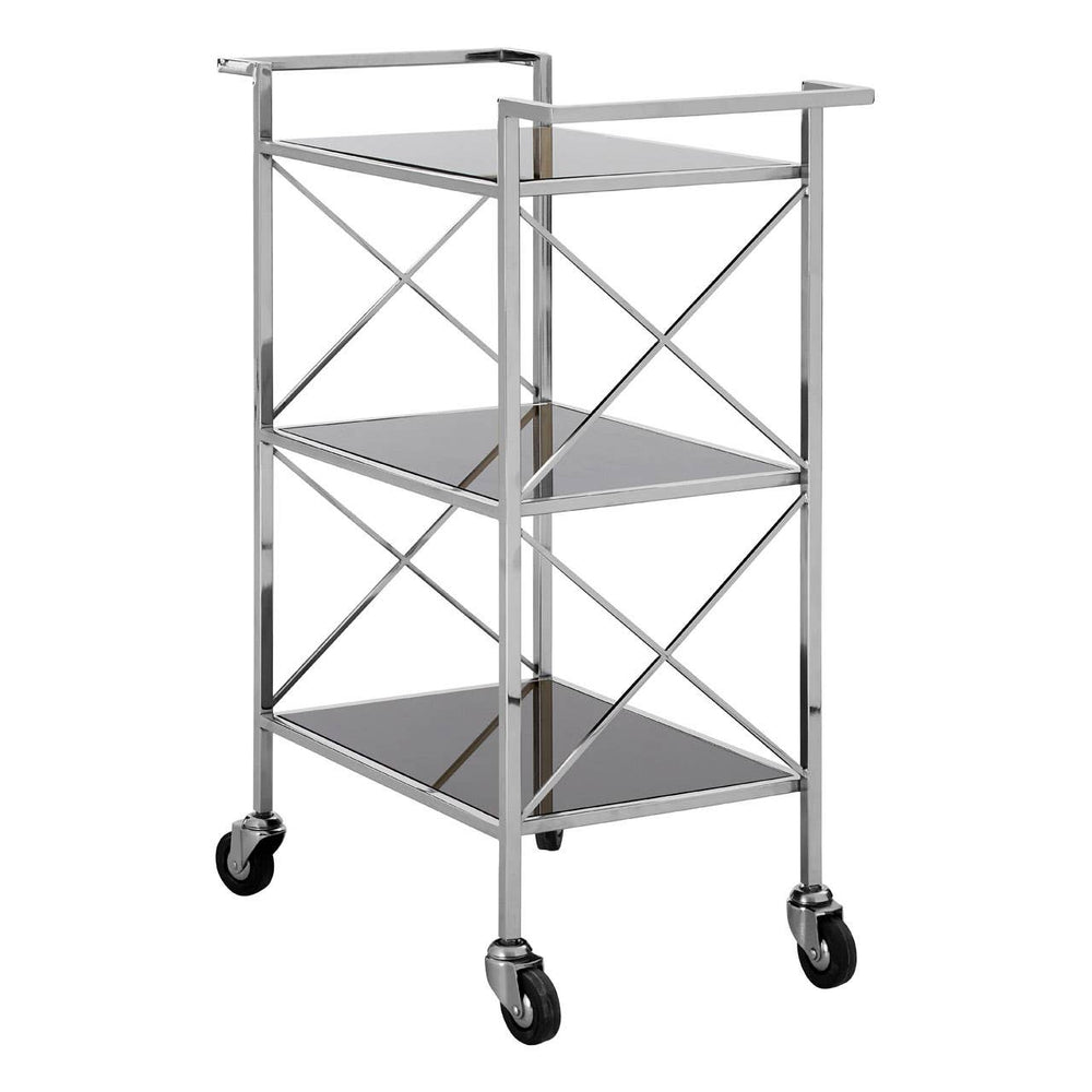 Luxe Black Glass Trolley