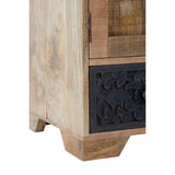 Eclectic Cowhide and Carved Wood Sideboard