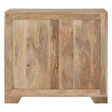 Eclectic Wood Finish Sideboard with Cowhide Accents