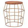 Rounded Brass Wood Side Table