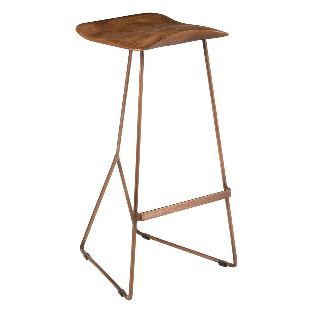Luxe Copper Leather Bar Stool