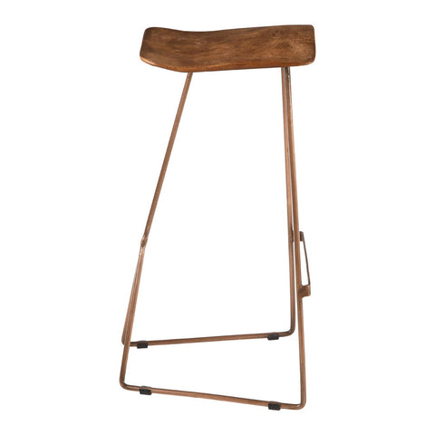 Luxe Copper Leather Bar Stool